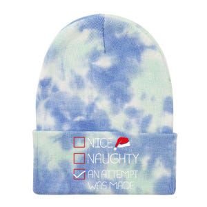 Nice Naughty An Attempt Was Made Christmas Pajama Funny Xmas Gift Tie Dye 12in Knit Beanie