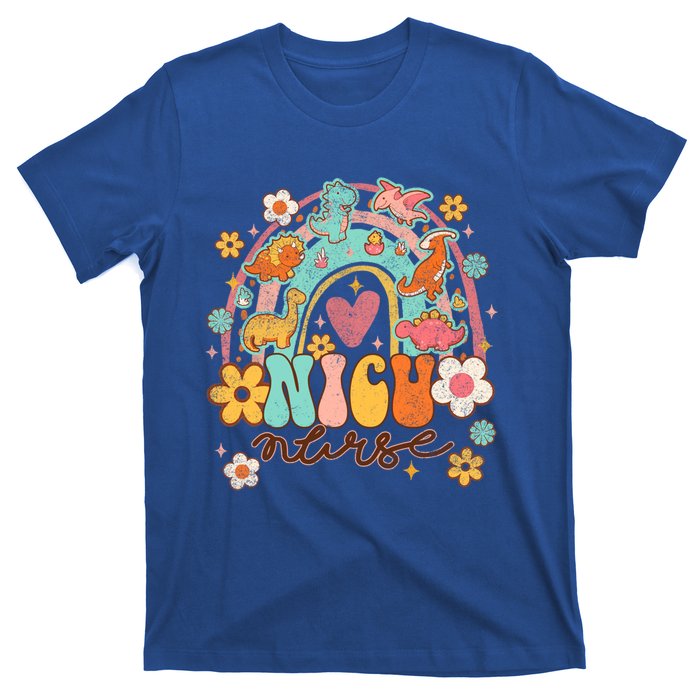 Nicu Nurse Animal Dinosaur Nurse Appreciation Groovy Rainbow Gift T-Shirt