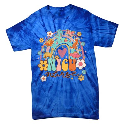 Nicu Nurse Animal Dinosaur Nurse Appreciation Groovy Rainbow Gift Tie-Dye T-Shirt