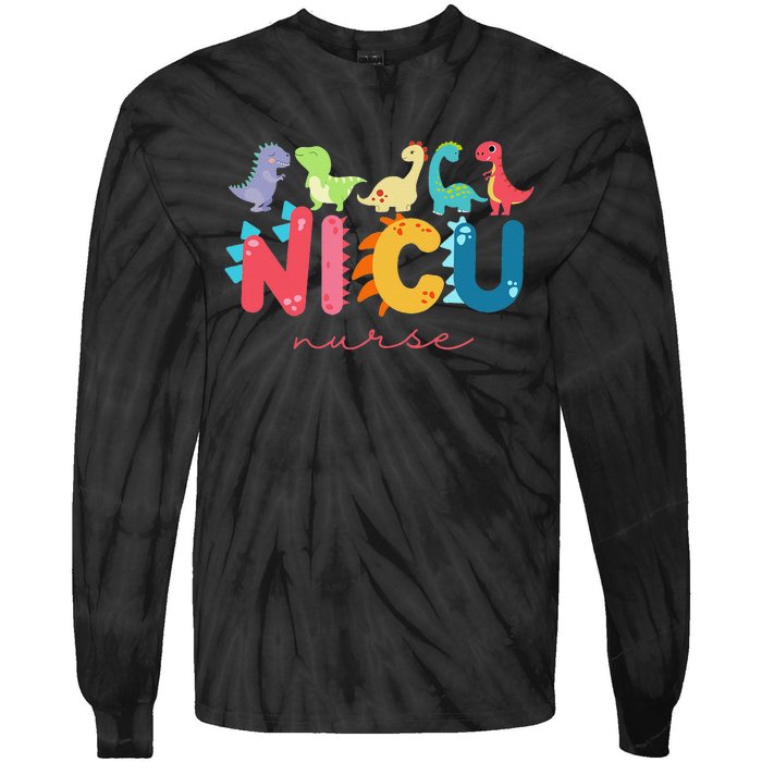 NICU Nurse Animal, Nurse Appreciation, Nicu Nurse Dinosaur Tie-Dye Long Sleeve Shirt