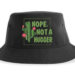 Nope Not A Hugger Funny Cactus Lovers Girl Women Sarcasm Sustainable Bucket Hat