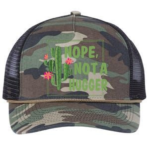 Nope Not A Hugger Funny Cactus Lovers Girl Women Sarcasm Retro Rope Trucker Hat Cap