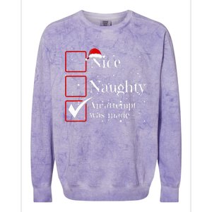 Nice Naughty An Attempt Was Made Christmas List Colorblast Crewneck Sweatshirt