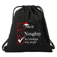 Nice Naughty An Attempt Was Made Christmas List Drawstring Bag