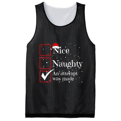 Nice Naughty An Attempt Was Made Christmas List Mesh Reversible Basketball Jersey Tank