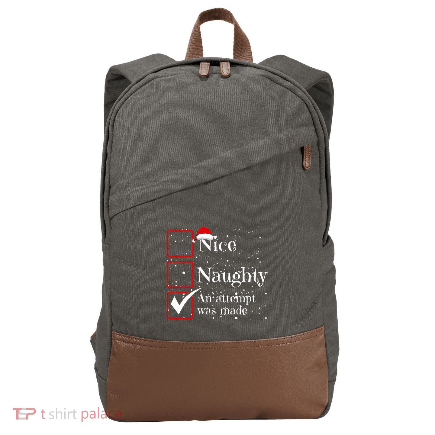 Nice Naughty An Attempt Was Made Christmas List Cotton Canvas Backpack