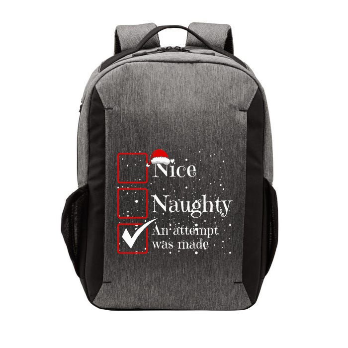 Nice Naughty An Attempt Was Made Christmas List Vector Backpack