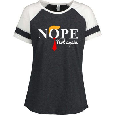 Nope Not Again Funny Trump Enza Ladies Jersey Colorblock Tee