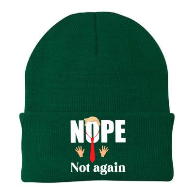 Nope Not Again Funny Trump Knit Cap Winter Beanie