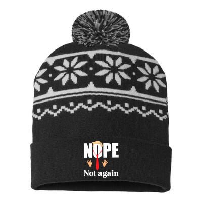 Nope Not Again Funny Trump USA-Made Snowflake Beanie