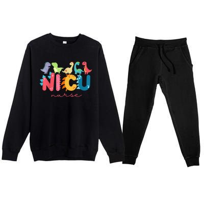 NICU Nurse Animal Nurse Appreciation Nicu Nurse Dinosaur Premium Crewneck Sweatsuit Set