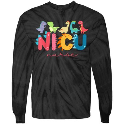 NICU Nurse Animal Nurse Appreciation Nicu Nurse Dinosaur Tie-Dye Long Sleeve Shirt