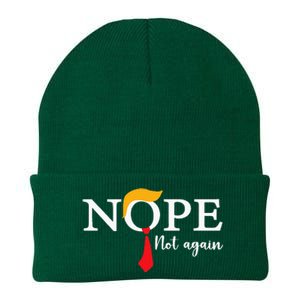 Nope Not Again Funny Trump Biden Democrat Usa Election 2024 Knit Cap Winter Beanie