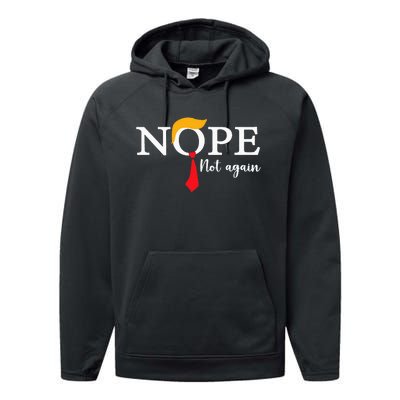 Nope Not Again Funny Trump Biden Democrat Usa Election 2024 Performance Fleece Hoodie