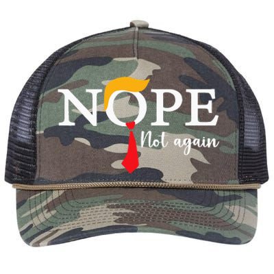 Nope Not Again Funny Trump Biden Democrat Usa Election 2024 Retro Rope Trucker Hat Cap