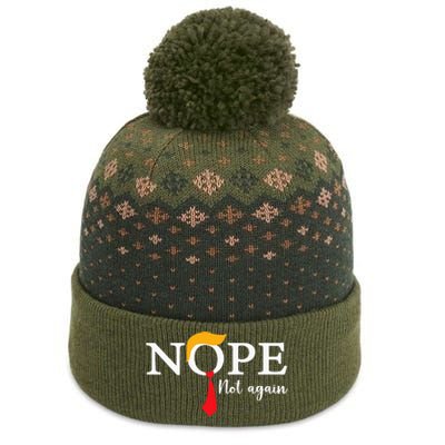 Nope Not Again Funny Trump Biden Democrat Usa Election 2024 The Baniff Cuffed Pom Beanie