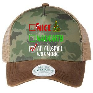 Nice Naughty An Attempt Was Made Christmas List Holiday Xmas Gift Legacy Tie Dye Trucker Hat