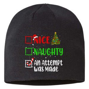 Nice Naughty An Attempt Was Made Christmas List Holiday Xmas Gift Sustainable Beanie