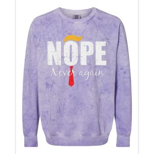 Nope Never Again Funny Trump Hair Colorblast Crewneck Sweatshirt