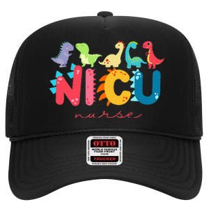 NICU Nurse Animal Nurse Appreciation Nicu Nurse Dinosaur High Crown Mesh Back Trucker Hat