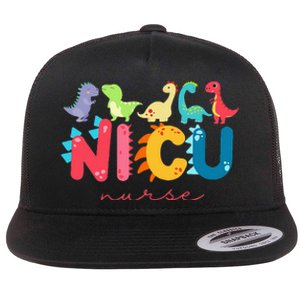 NICU Nurse Animal Nurse Appreciation Nicu Nurse Dinosaur Flat Bill Trucker Hat