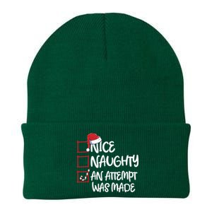 Nice Naughty An Attempt Was Made Christmas List Knit Cap Winter Beanie