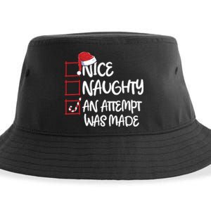 Nice Naughty An Attempt Was Made Christmas List Sustainable Bucket Hat