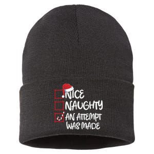 Nice Naughty An Attempt Was Made Christmas List Sustainable Knit Beanie