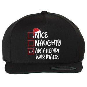 Nice Naughty An Attempt Was Made Christmas List Wool Snapback Cap