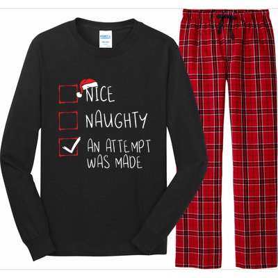 Nice Naughty An Attempt Was Made Christmas List Santa Claus Long Sleeve Pajama Set