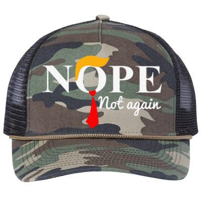 Nope Not Again Funny Trump Apparel Nope Not Again Trump Retro Rope Trucker Hat Cap