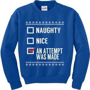 Naughty Nice An Attempt Was Made Gift Christmas Checklist Meaningful Gift Kids Sweatshirt