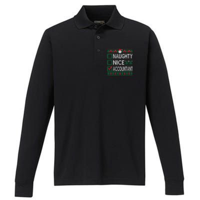 Naughty Nice Accountant Christmas List Ugly Sweater Party Gift Performance Long Sleeve Polo