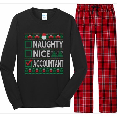 Naughty Nice Accountant Christmas List Ugly Sweater Party Gift Long Sleeve Pajama Set