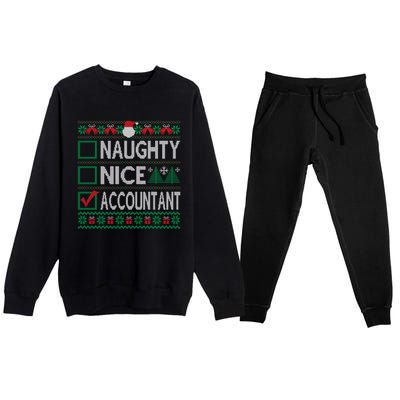 Naughty Nice Accountant Christmas List Ugly Sweater Party Gift Premium Crewneck Sweatsuit Set