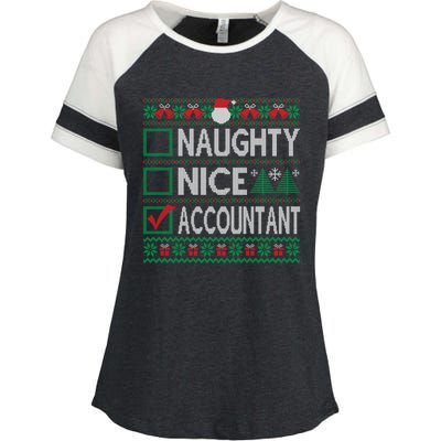 Naughty Nice Accountant Christmas List Ugly Sweater Party Gift Enza Ladies Jersey Colorblock Tee