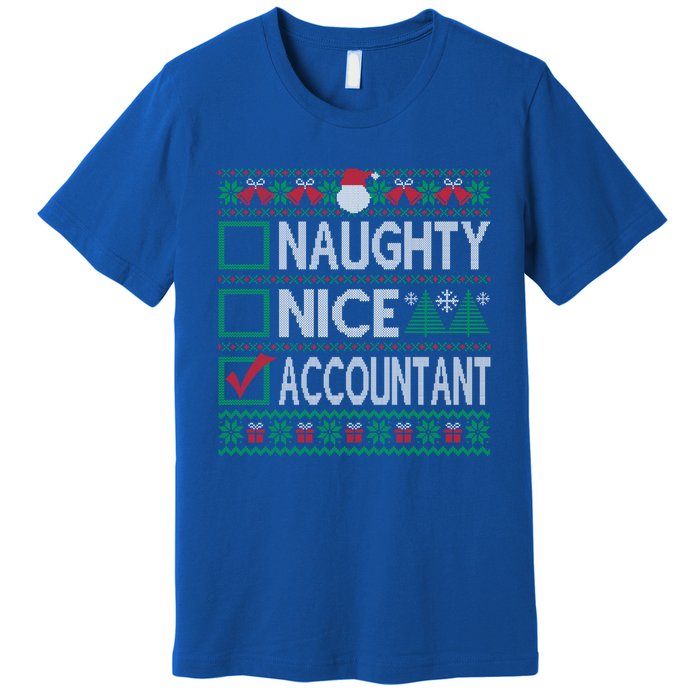 Naughty Nice Accountant Christmas List Ugly Sweater Party Gift Premium T-Shirt