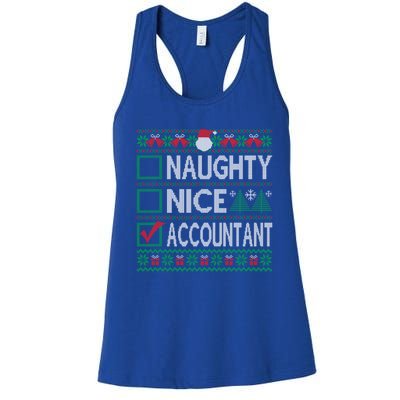 Naughty Nice Accountant Christmas List Ugly Sweater Party Gift Women's Racerback Tank