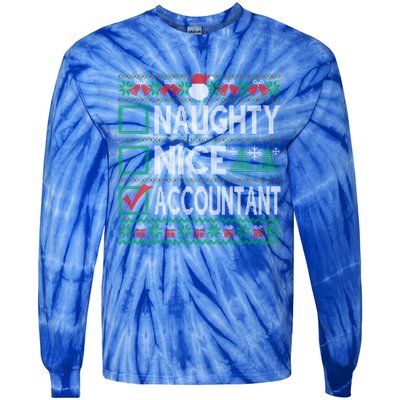 Naughty Nice Accountant Christmas List Ugly Sweater Party Gift Tie-Dye Long Sleeve Shirt