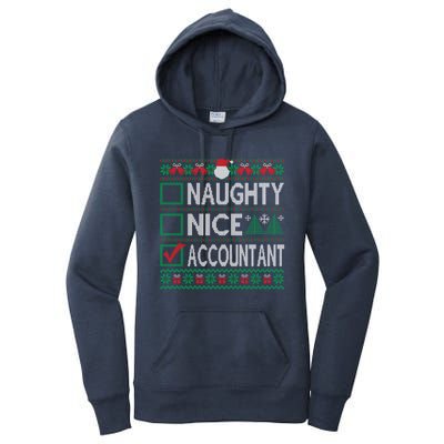 Naughty Nice Accountant Christmas List Ugly Sweater Party Gift Women's Pullover Hoodie