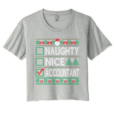 Naughty Nice Accountant Christmas List Ugly Sweater Party Gift Women's Crop Top Tee