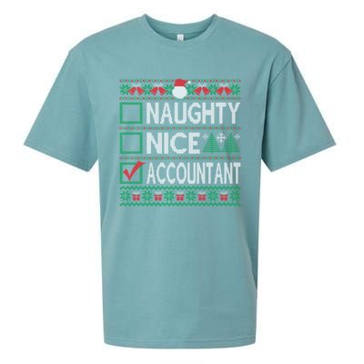 Naughty Nice Accountant Christmas List Ugly Sweater Party Gift Sueded Cloud Jersey T-Shirt