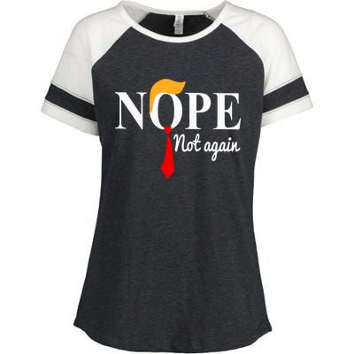 Nope Not Again Funny Trump Enza Ladies Jersey Colorblock Tee