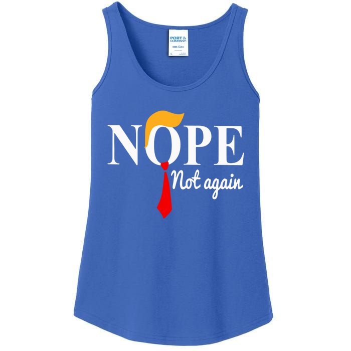 Nope Not Again Funny Trump Ladies Essential Tank