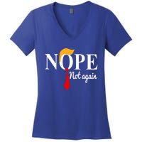 Nope Not Again Funny Trump Women's V-Neck T-Shirt