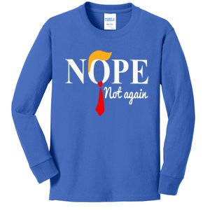 Nope Not Again Funny Trump Kids Long Sleeve Shirt