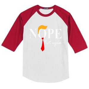 Nope Not Again Funny Trump Kids Colorblock Raglan Jersey