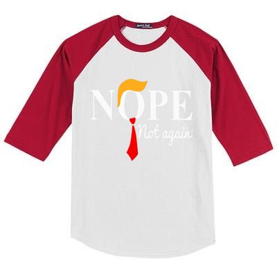 Nope Not Again Funny Trump Kids Colorblock Raglan Jersey