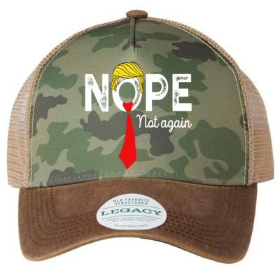 NOPE Not Again Funny Sarcastic Trump Statement USA Humor USA Legacy Tie Dye Trucker Hat