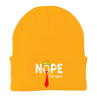 NOPE Not Again Funny Sarcastic Trump Statement USA Humor USA Knit Cap Winter Beanie